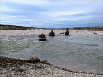 Another river crossing (with our ATVs) on the way to camp