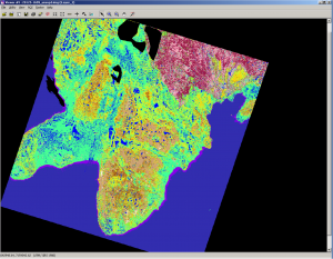 An uninterpreted image of Southampton Island. Our study area is directly in the center.