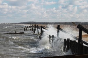 Hurricane Sandy damaged beach on Delaware Bay